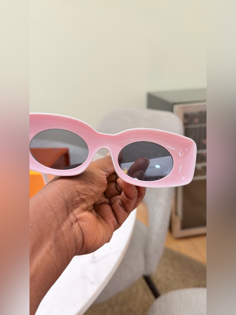 Retro Pink Rectangle Sunglasses